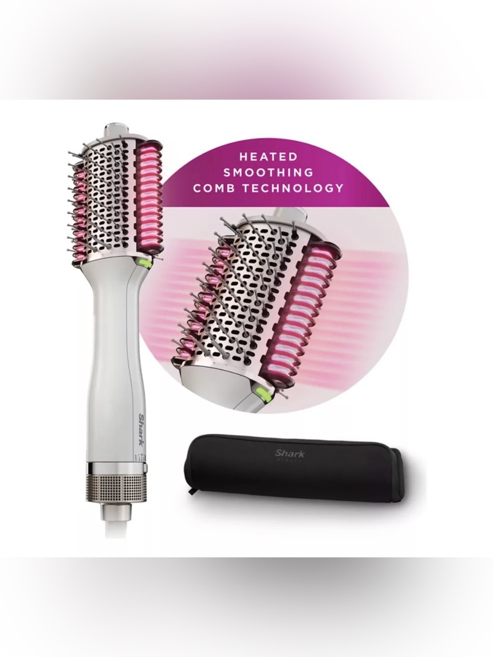 Shark SmoothStyle 2 in 1 Heated Comb & Blow Dryer Brush, Silk Color, Like New